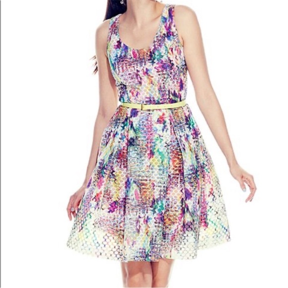 New York & Company Dresses & Skirts - New York & Co. Watercolor Honeycomb Art To Wear Fit & Flare Dress Size 10 NWT